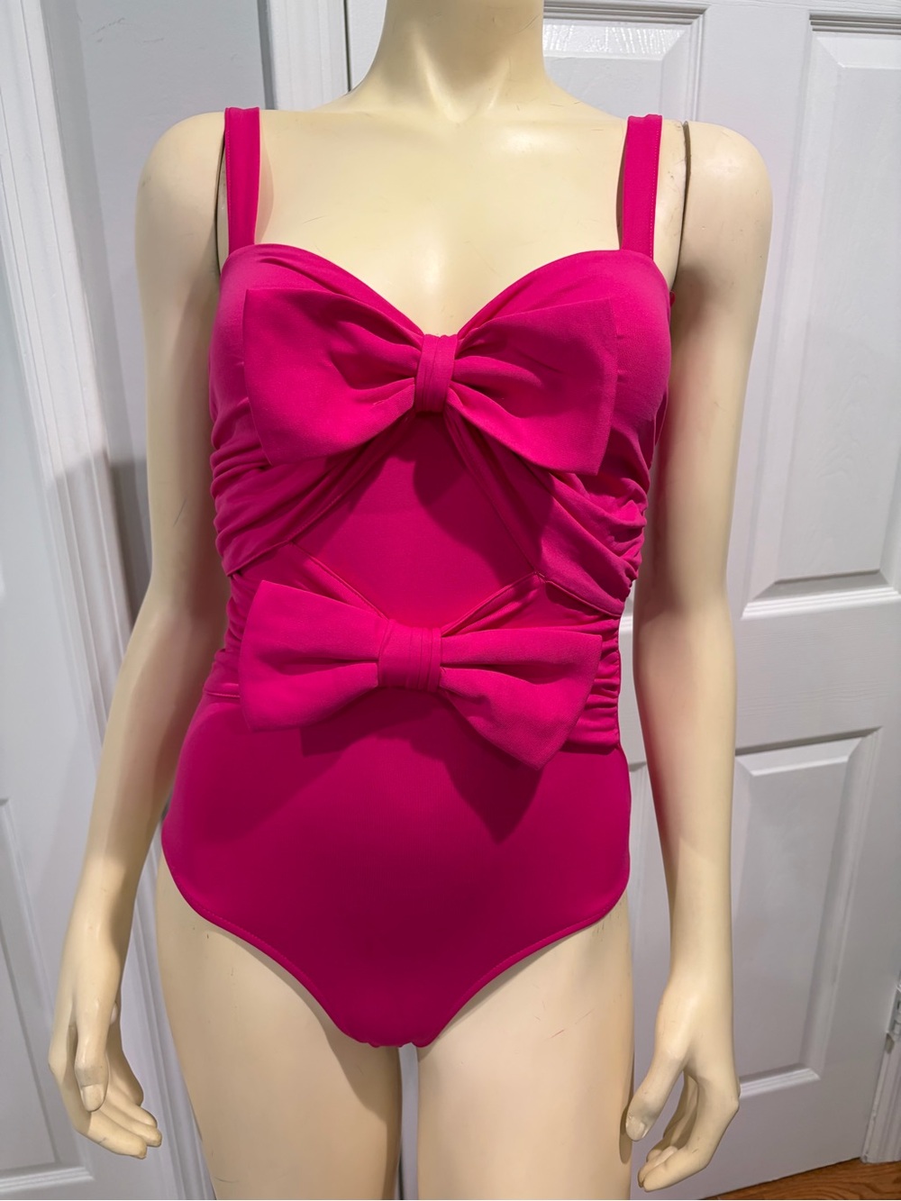 Bright Fuchsia Bow-Front One-Piece Swimsuit